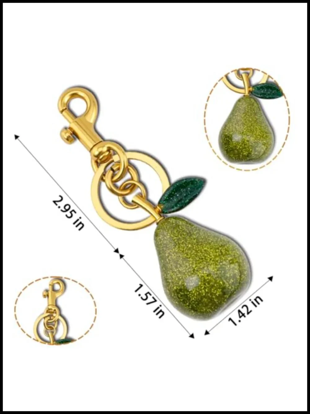 Pear Shaped Keychain Charm for Bags and Keys, Stainless Steel, Elegant Gift